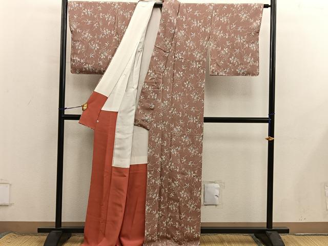 平和屋着物■上質な小紋 草花文 鬼しぼ縮緬 西武扱い 正絹 逸品 BAAX8696mz