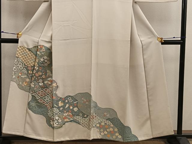 平和屋着物■豪華色留袖 駒刺繍 切嵌 宝尽くし花文 金糸 正絹 逸品 BAAX8714mz