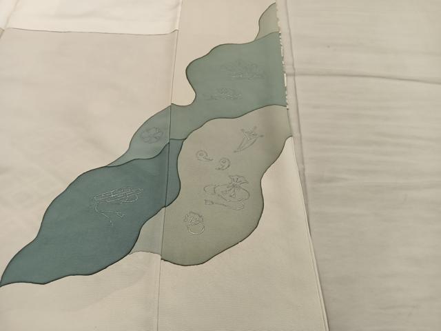 平和屋着物■豪華色留袖 駒刺繍 切嵌 宝尽くし花文 金糸 正絹 逸品 BAAX8714mz