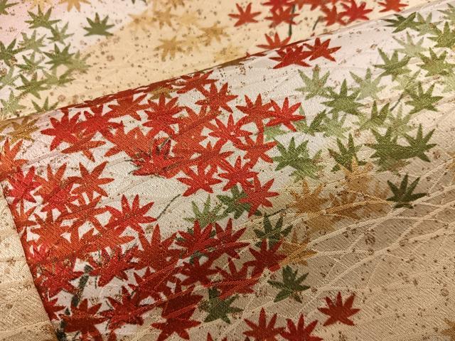 平和屋着物■上質な小紋 楓文 金彩 正絹 逸品 BAAX8742mz