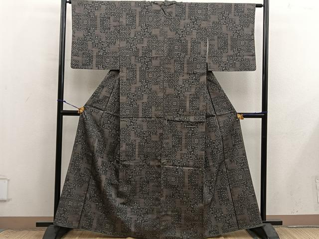 平和屋着物■上質な紬 7マルキ 色紙重ね花文 正絹 逸品 BAAX8766mz