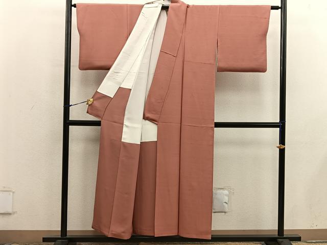 平和屋着物■上質な色無地 纁色 正絹 逸品 BAAX8767mz