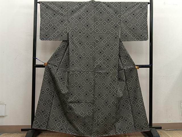 平和屋着物■上質な紬 菱 正絹 逸品 BAAX8778mz