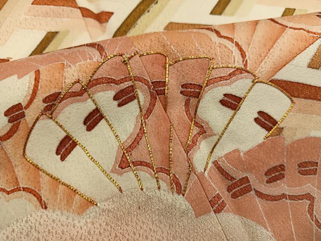 平和屋着物■訪問着 駒刺繍 檜扇 暈し染め 正絹 逸品 未使用 BAAX8779mz