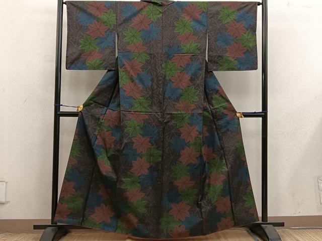 平和屋着物■本場大島紬 7マルキ 楓文 正絹 逸品 BAAX8782mz
