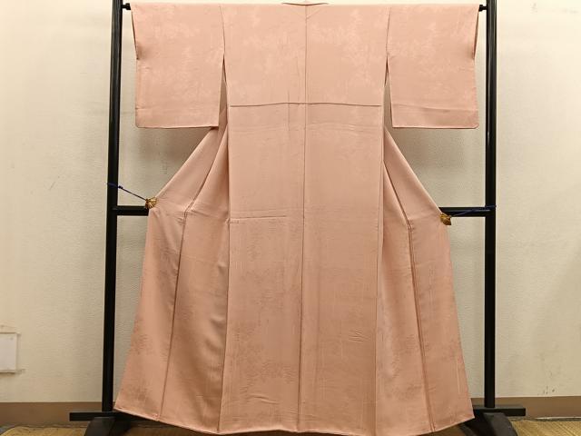 平和屋着物■上質な色無地 樹林地紋 洒落柿色 正絹 逸品 BAAX8787mz