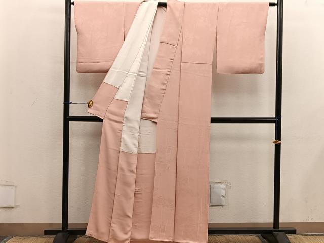 平和屋着物■上質な色無地 樹林地紋 洒落柿色 正絹 逸品 BAAX8787mz