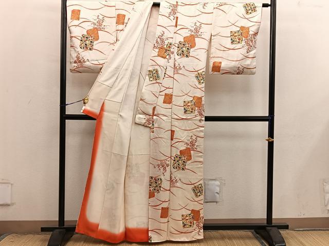 平和屋着物■上質な小紋 色紙重ね花文 金彩 正絹 逸品 BAAX8788mz