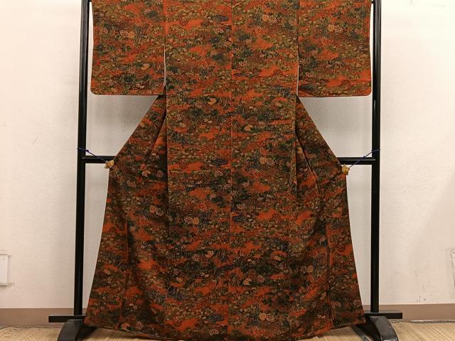 平和屋着物■上質な小紋 草花文 正絹 逸品 未使用 BAAX8792mz