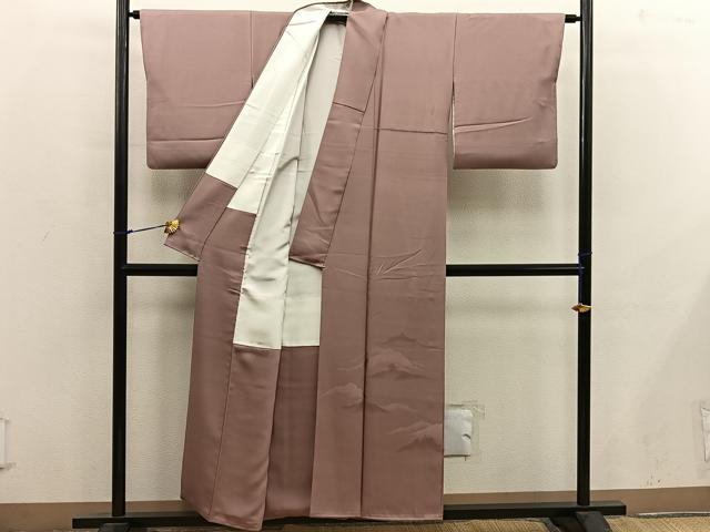 平和屋着物■色留訪問着 遠山地紋 宍色 正絹 逸品 BAAX8801mz