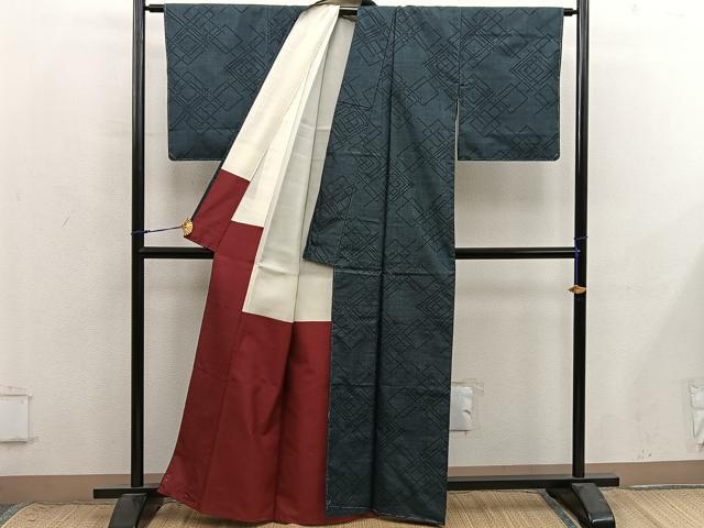 平和屋着物■本場大島紬 7マルキ 菱 正絹 逸品 未使用 BAAX8802mz