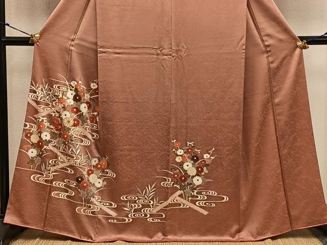 平和屋着物●訪問着 駒刺繍 流水菊花文 金彩 正絹 逸品 BAAX8805mz