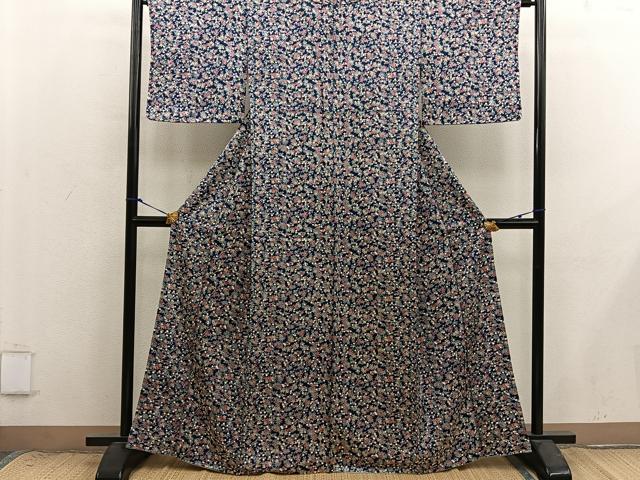 平和屋着物■上質な小紋 枝花文 正絹 逸品 BAAX8809mz