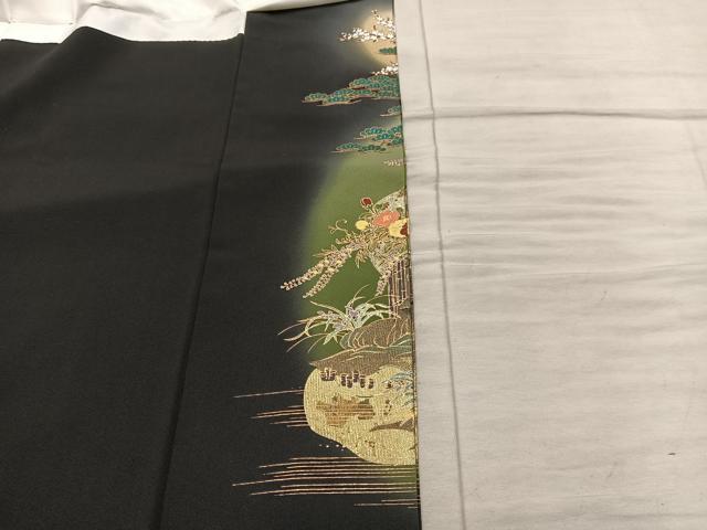 平和屋着物■豪華黒留袖 風景花文 暈し染め 金彩 正絹 逸品 BAAX8818mz