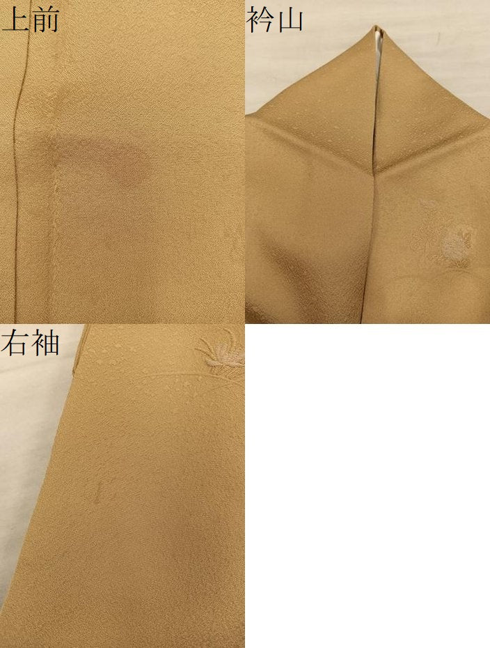 平和屋着物●本加賀友禅作家 柿本市郎監修 色無地 菊花地紋 玉蜀黍色 正絹 逸品 BAAX8823mz