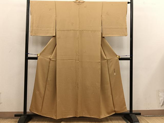 平和屋着物●本加賀友禅作家 柿本市郎監修 色無地 菊花地紋 玉蜀黍色 正絹 逸品 BAAX8823mz