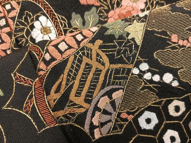 平和屋着物●豪華黒留袖 総刺繍 蘇州刺繍 御所車菊花絵巻 金糸 正絹 逸品 BAAX8825mz