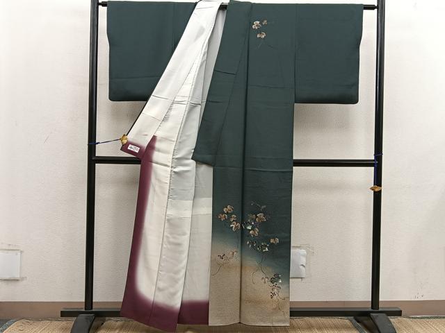 平和屋着物●和紙染染色作家・植村彩弘 訪問着 葡萄蔦の葉文 暈し染め 金彩 やまと誂製 正絹 逸品 BAAX8826mz