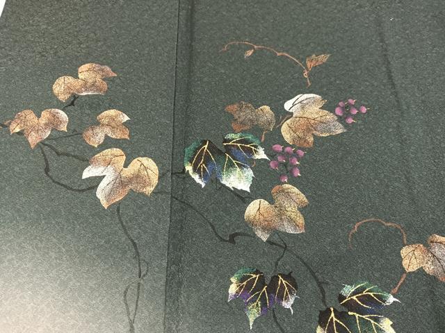 平和屋着物●和紙染染色作家・植村彩弘 訪問着 葡萄蔦の葉文 暈し染め 金彩 やまと誂製 正絹 逸品 BAAX8826mz