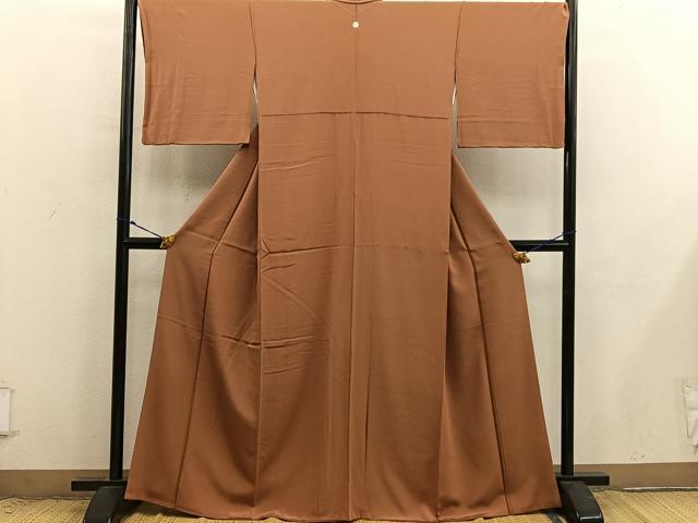 平和屋着物●上質な色無地 土色 正絹 逸品 BAAX8827mz
