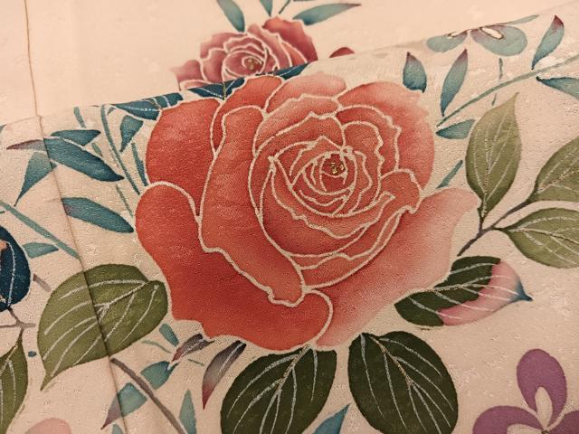平和屋着物■訪問着 薔薇 金彩 正絹 逸品 BAAX8830mz