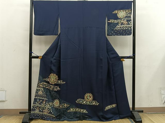 平和屋着物■訪問着 向かい鳥花文 金彩 正絹 逸品 BAAX8833mz