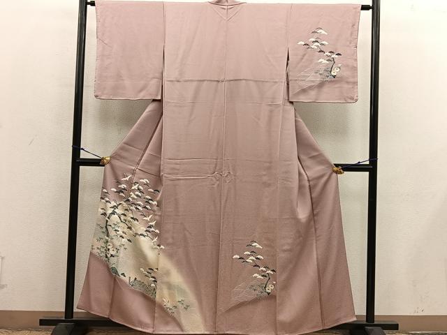 平和屋着物■訪問着 飛鶴枝松文 暈し染め 金銀彩 正絹 逸品 BAAX8836mz