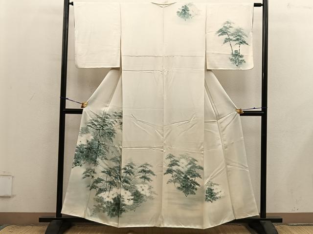 平和屋着物■訪問着 手描き 渡橋枝葉文 正絹 逸品 BAAX8839mz