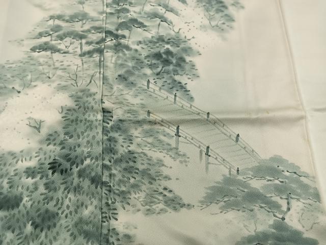 平和屋着物■訪問着 手描き 渡橋枝葉文 正絹 逸品 BAAX8839mz