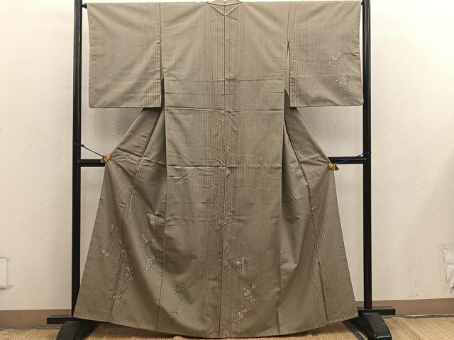 平和屋着物●訪問着 紬地 枝花文 やまと誂製 正絹 逸品 BAAX8864mz