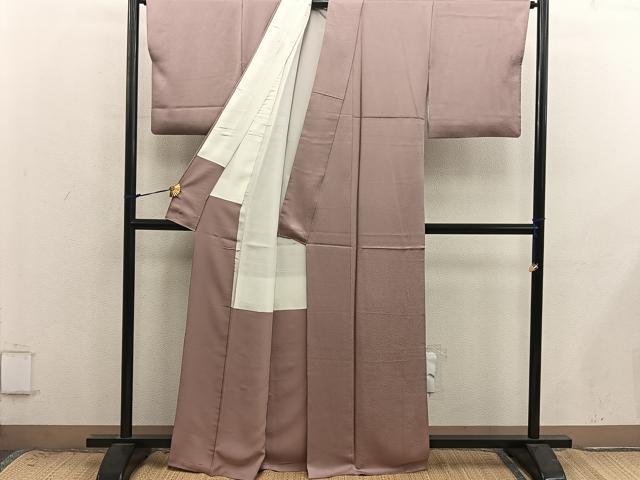 平和屋着物●上質な色無地 小花地紋 ときがら茶色 正絹 逸品 BAAX8867mz