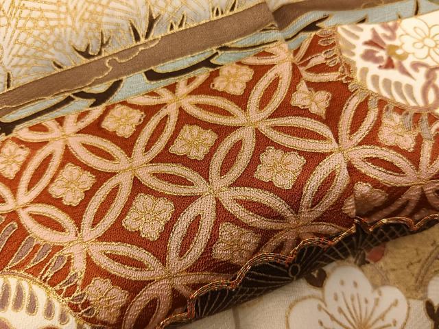 平和屋着物●豪華色留袖 駒刺繍 七宝菊花文 金彩 正絹 逸品 BAAX8872mz