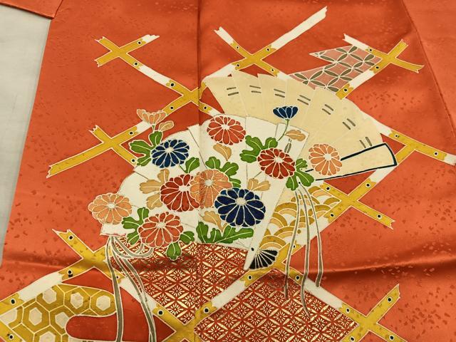 平和屋着物■訪問着 刺繍 檜扇菊花文 金彩 鈴乃屋扱い 正絹 逸品 BAAX8876mz