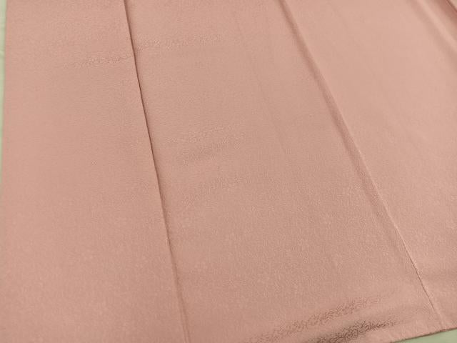 平和屋着物●英王室献上友禅作家 木下勝功監修 色無地 草花地紋 洗朱色 正絹 逸品 BAAX8877mz