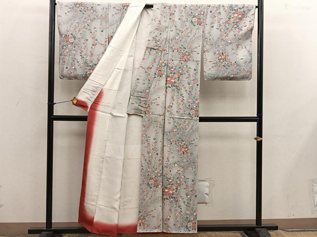 平和屋着物■上質な小紋 枝花文 正絹 逸品 BAAX8879mz