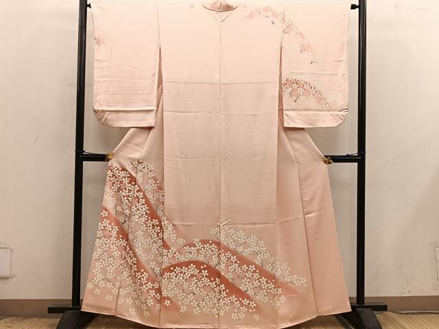 平和屋着物■訪問着 枝梅文 暈し染め 正絹 逸品 BAAX8888mz