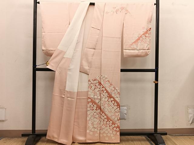 平和屋着物■訪問着 枝梅文 暈し染め 正絹 逸品 BAAX8888mz