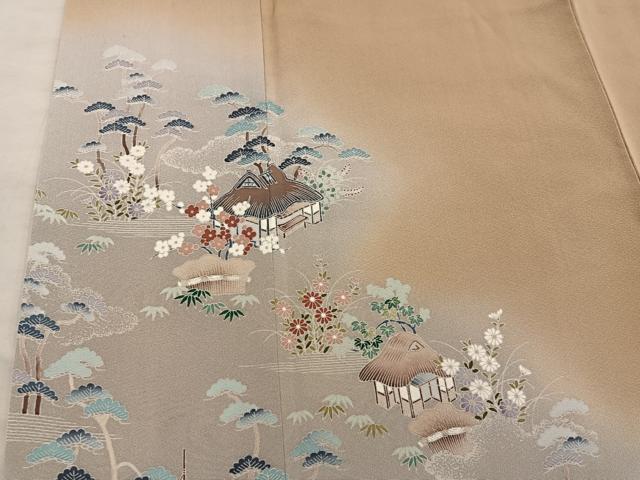 平和屋着物■訪問着 友禅 御所解花文 暈し染め 正絹 逸品 BAAX8889mz
