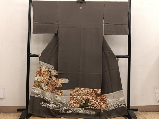 平和屋着物■豪華色留袖 駒刺繍 枝菊花文 金彩 正絹 逸品 未使用 BAAX8898mz