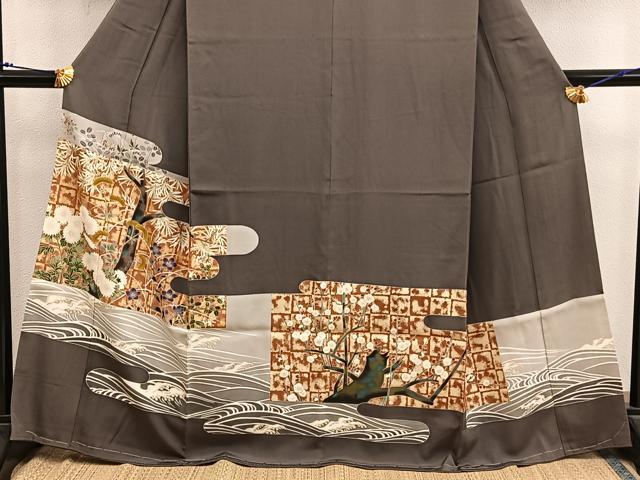 平和屋着物■豪華色留袖 駒刺繍 枝菊花文 金彩 正絹 逸品 未使用 BAAX8898mz