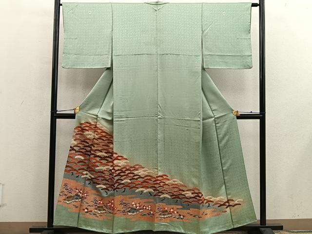 平和屋着物■豪華色留袖 駒刺繍 風景松文 暈し染め 金彩 正絹 逸品 BAAX8899mz