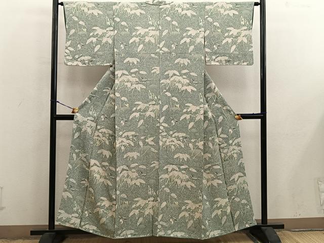 平和屋着物■上質な小紋 花鳥文 たたき染め 正絹 逸品 BAAX8915mz