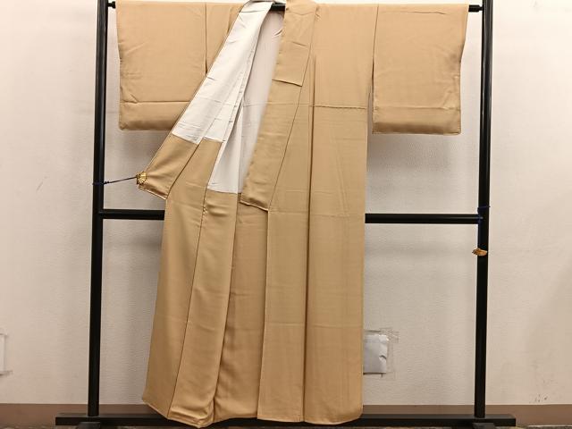 平和屋着物■上質な色無地 紗綾形地紋 黄朽葉色 正絹 逸品 BAAX8921mz