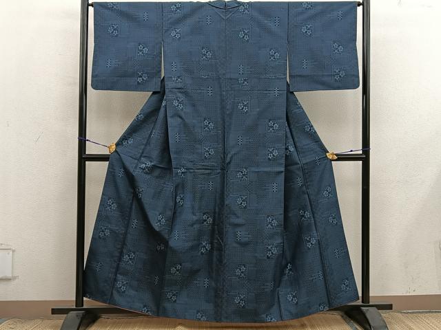 平和屋着物■本場村山大島紬 草花文 正絹 逸品 BAAX8928mz