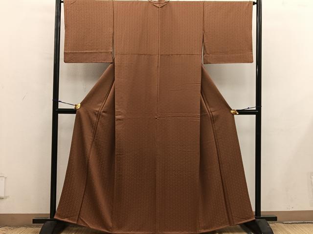 平和屋着物■上質な色無地 蜀江花地紋 灰茶色 正絹 逸品 BAAX8932mz