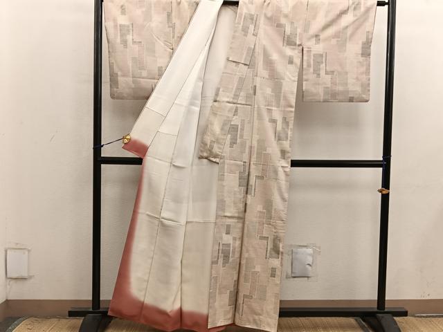 平和屋着物■結城紬 80亀甲 幾何学文様 正絹 逸品 BAAX8944mz