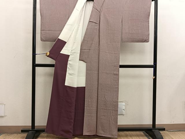 平和屋着物■江戸小紋 宍戸陵 間道 正絹 逸品 BAAX8946mz