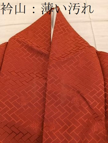 平和屋着物■上質な色無地 草花地紋 弁柄色 正絹 逸品 BAAX8948mz