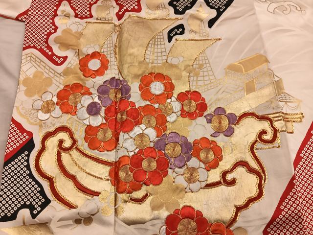 平和屋着物■豪華振袖 駒刺繍 舟 梅花文 金彩 正絹 逸品 BAAX8949mz