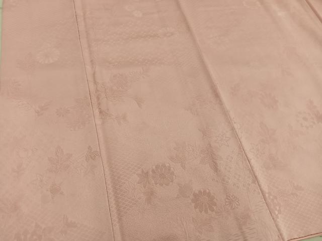 平和屋着物■上質な色無地 草花地紋 宍色 正絹 逸品 BAAX8950mz